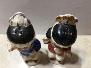 Vintage Indian Children Salt And Pepper Shakers Ceramic Red Blue Hand Painted 2