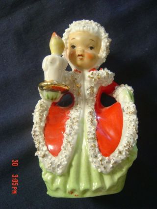 Vintage Napco Christmas Angel Girl Bells Spaghetti Holding Candle 4.  75 " Tall