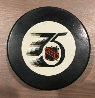 Vintage 1991 - 92 Nhl 75th Anniversary Official Game Hockey Puck Inglasco