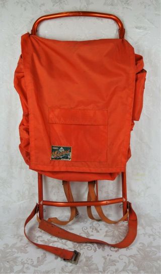 Vintage World Famous The Everest No 228 External Frame Backpack Hiking Orange