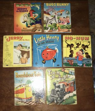 7 Vintage Whitman Tell - A - Tale Books Train Coming Mt Henry Dr Dave Ho - Hum