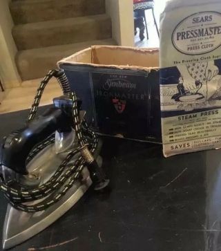 Vintage Sunbeam Ironmaster Model No A1 Iron With Press Cloth And Box