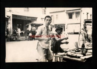 Singapore Chinese Workers Eating Street Food Unique Vintage Rp Pc 1930 