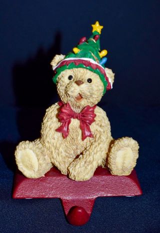 Silvestri Christmas Bear Stocking Holder Cast Iron Base Vintage