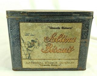 Vintage 1920 Uneeda Bakers Saltina Biscuit National Biscuit Co.  Counter Top Tin 3