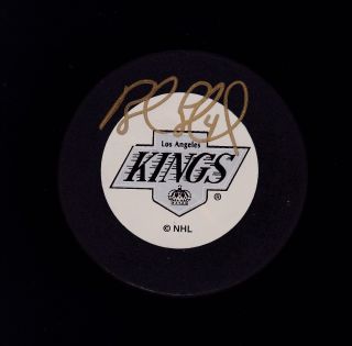 Rob Blake Signed Los Angeles Kings Nhl Trench Hockey Puck Jsa Authenticated