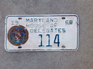 1968 Maryland - " House Of Delegates " - License Plate