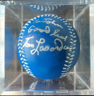Tom Tommy Lasorda Signed La Dodgers Blue Baseball Autographed " To John "