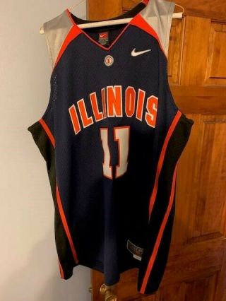 Nike University Of Illinois Basketball Jersey 11 (dee Brown) Mens Size X - Large