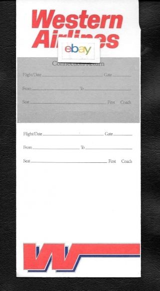 Western Airlines Ticket Jacket/folder 11/1985 Utah 