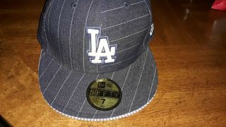 Era 59fifty Size 7 56cm La Los Angeles Dodgers Baseball Hat Cap Blue Striped