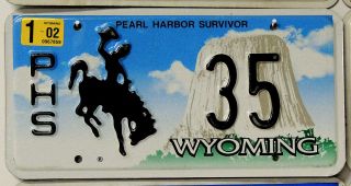 Expired Wyoming License Plate Pearl Harbor Survivor 35