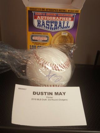 Dustin May Signed Autographed Ml Baseball Tristar Hidden Treasures