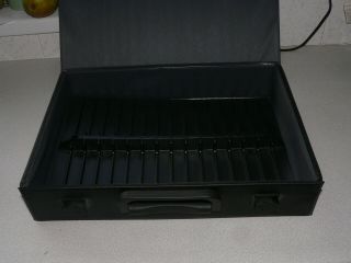 Vintage Retro black Audio Cassette Tape Storage Box Carry Case hold 32 3
