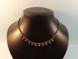 Vintage Art Deco Crystal Diamonte Multi Coloured Necklace