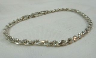 Vtg 925 Sterling Silver Rope Chain Bracelet 7 1/4 " 6 Grams Italy Lobster 4 Mm