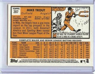 Mike Trout 2012 Topps Heritage RC Rookie Card Angels 207 2