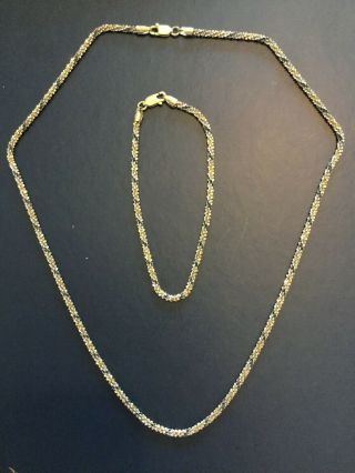 Vintage Solid Silver Necklace & Bracelet Matching Set By Ibb Hallmarked