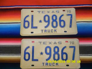 1970 Texas Truck License Plates 6l9867