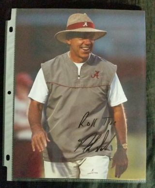Alabama Crimson Tide Autographed Coach Nick Saban 8.  5x11 Photo Signed At Fan Day