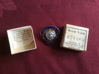 Ex - Serviceman’s Vintage Royal British Legion Badge - Boxed & Numbered