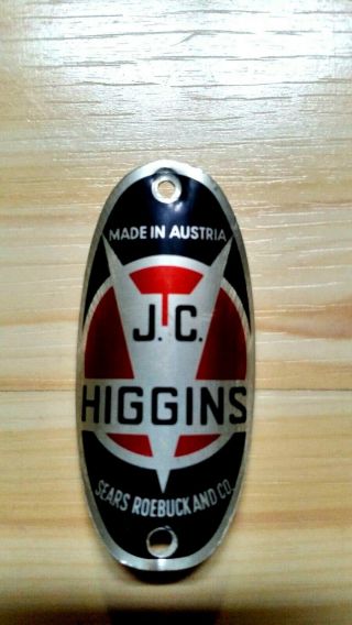 Vintage J.  C.  Higgins Bicycle Head Badge
