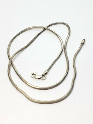Vintage Sterling Silver 1.  5 Mm Snake Chain Necklace 18 " L 10 G
