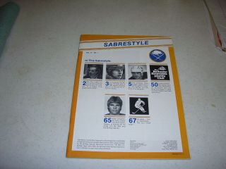 Nhl Sabrestyle Goal Program October 1984 Buffalo Sabres Vs Quebec Nordiques