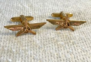 Early Eastern Airlines Pilots Prop N Winds Cufflinks,  Good Filled C.  1950’s