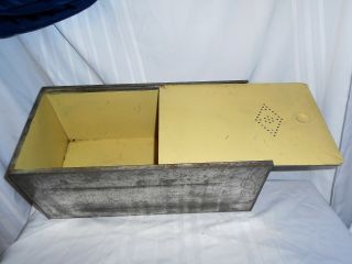 Vtg Metal Bread Box Insert Hoosier Style Cabinet Drawer Bin Yellow 19x9x8 Box