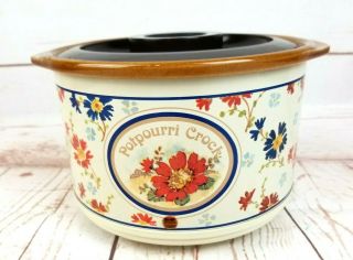 Vintage Potpourri Crock By Rival Electric Simmering Cooker Tan Floral Model 3207