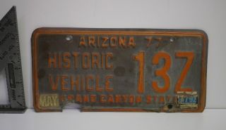1977 Arizona Historic Vehicle Copper License Plate 13z