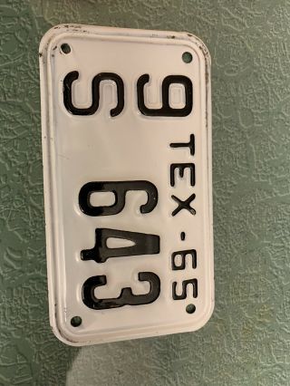 1965 Texas Motorcycle License Plate Needs A Good Cleaning