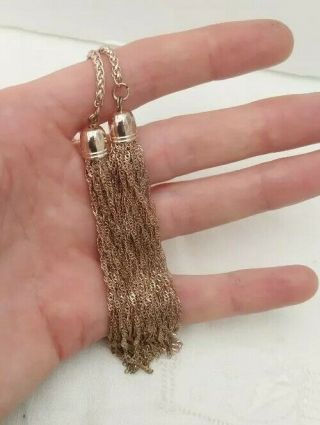Chic Vintage 1970s Rose Gold Chain TASSEL Necklace Boho Curb Rope Unusual 3