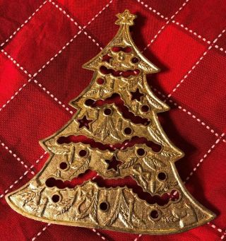 Brass Christmas Tree Trivet Or Hanging 8.  5” Christmas Holiday Vintage