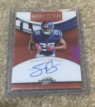 Saquon Barkley 2018 Playoff Contenders Optic Rookie Of The Year Auto 52/99