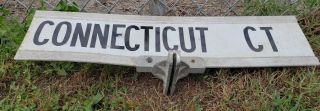Vintage Metal Street Sign Connecticut Ct With Mounting Bracket 24 " Long