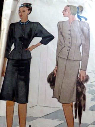 Lovely Vtg 1940s Suit - Dress Mccall Sewing Pattern 14/32