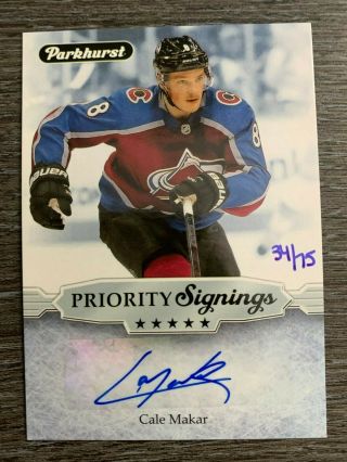 2019 - 20 Parkhurst Priority Signings Cale Makar Rc Auto /75