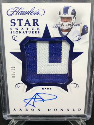 2018 Panini Flawless Aaron Donald Star Swatch Signatures Patch Auto 1/10 
