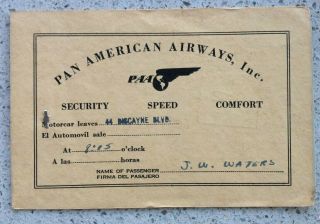 1929 Pan American Airways Ticket Habana Cuba Havana Route