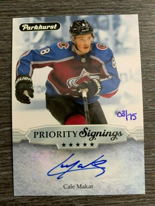 2019 - 20 Parkhurst Priority Signings Cale Makar Rc Auto 03/75