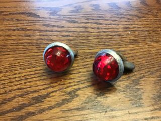 Vintage Faceted Ruby Red Glass License Plate Bicycle Reflector