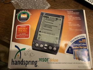 Vintage Handspring Visor Deluxe In Retail Box And Leather Cover