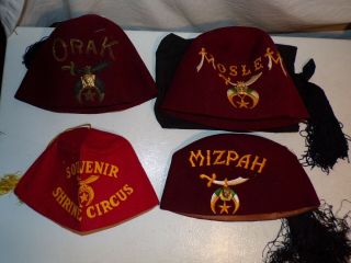Vintage Mason Freemason Shriner Circus Orak Fez Hats