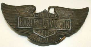 Vintage Harley Davidson Belt Buckle Solid Brass Indiana Metal Craft U.  S.  Made