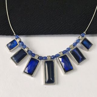 Vintage Style Blue Lucite Art Deco Costume Jewellery Necklace