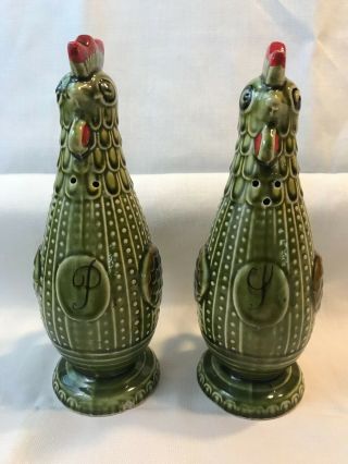 Vintage Made In Japan 9” Tall Chicken Rooster Hen Salt And Pepper Shakers