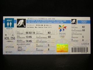 1998 Nagano Olympic Games Ticket Ice Hockey - 18 Feb (m - Qf)