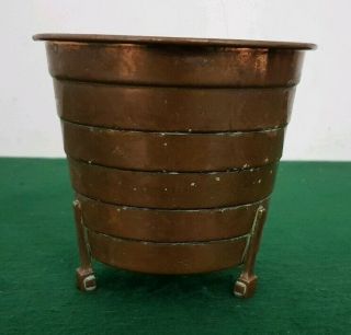 Quality Vintage 14 Cm Arts & Crafts Style Copper Tripod Jardiniere Plant Pot